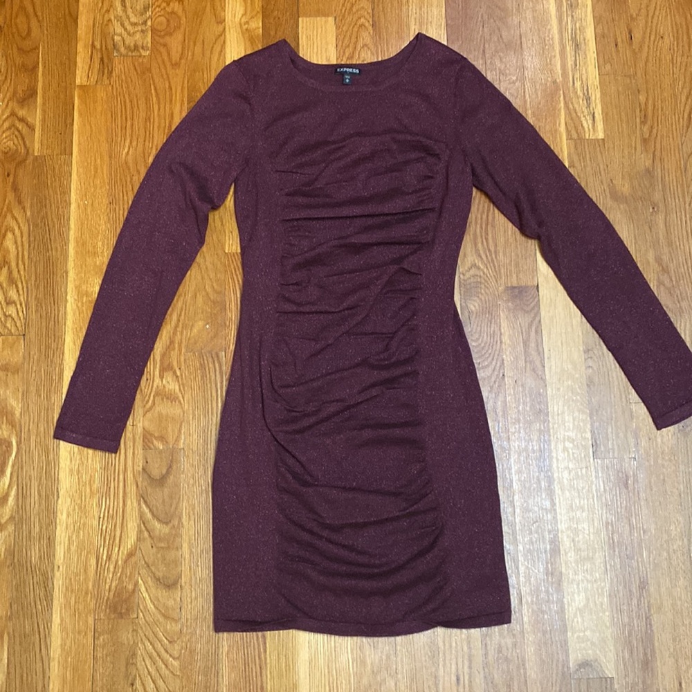 Express Burgundy Sparkly Dress - Picture 2 of 4